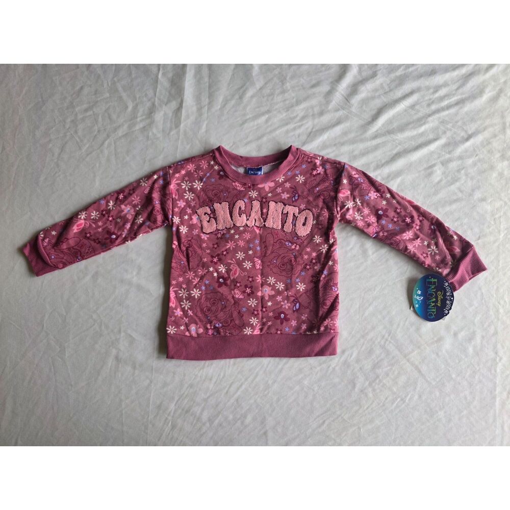 NWT Disney Encanto Girls Floral Pullover Sweatshirt - Mauve / Pink - Size 3T